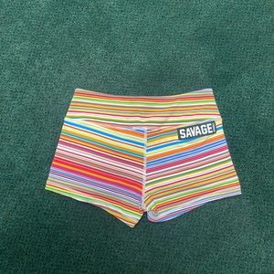 Savage Barbell striped shorts